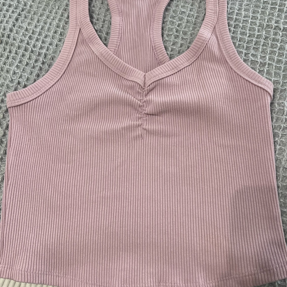 Pink Ribbed Tank Top